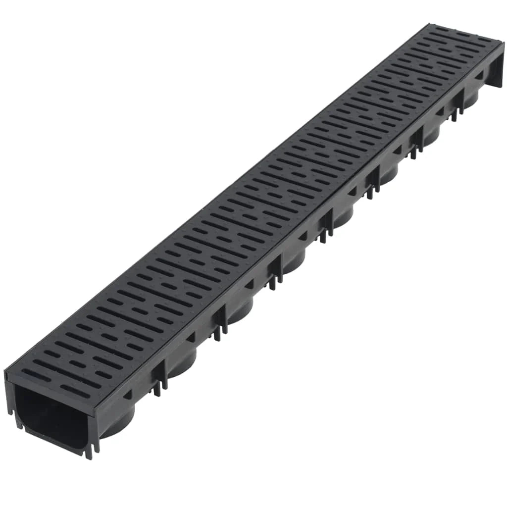 Set di tre canaline di drenaggio in plastica nera da 3 m 02_0003068