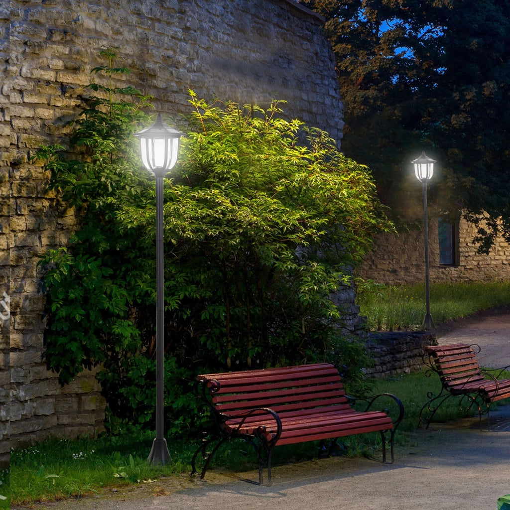 Lampada solare da giardino a LED, lanterna da giardino 30/60 lumen, plastica nera, ?26,5 x H177 cm, ideale per giardino e patio.