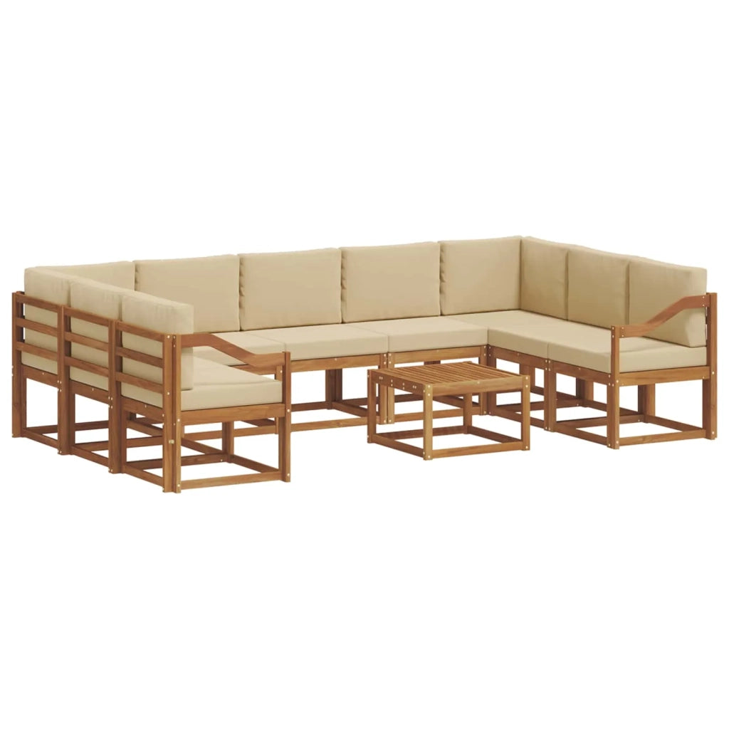Set di divani da esterno con cuscino 10 pcs Naturale e Beige 3367036
