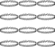 Set di collane per collo 12 pezzi - Cinture per collo nere allungabili - Collane a choker - Vintage/Punk/Gothic - Accessori anni '90 - Estensibili fino a 60 cm