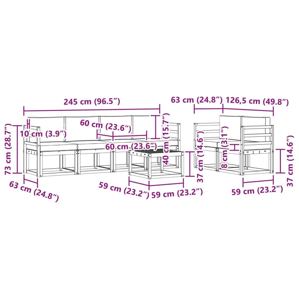 Set di divani da esterno 7 pz Bianco e Grigio Chiaro Poliestere 3387265