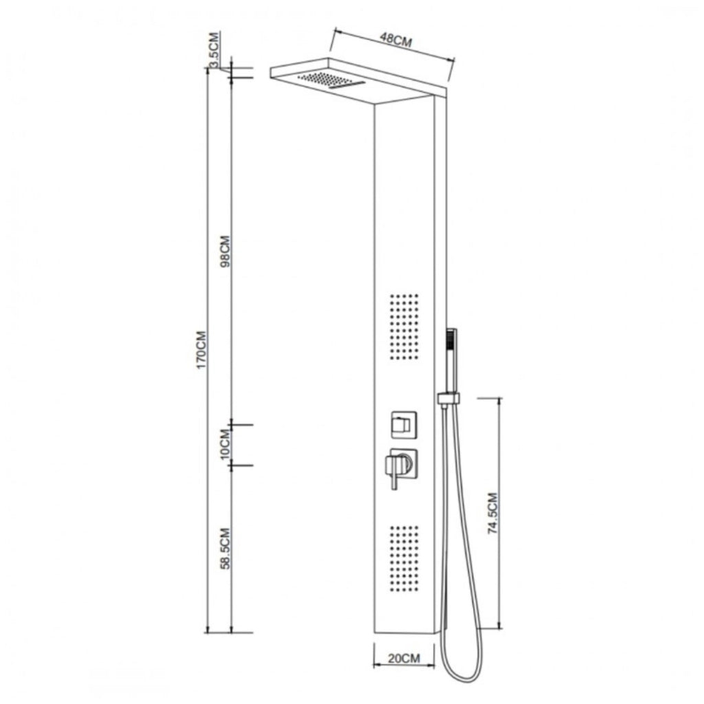 Colonna doccia 002 4 funzioni acciaio inox getto a cascata 2 bocchette idro lombari l20xp44xh170 *** finitura- cromo ...