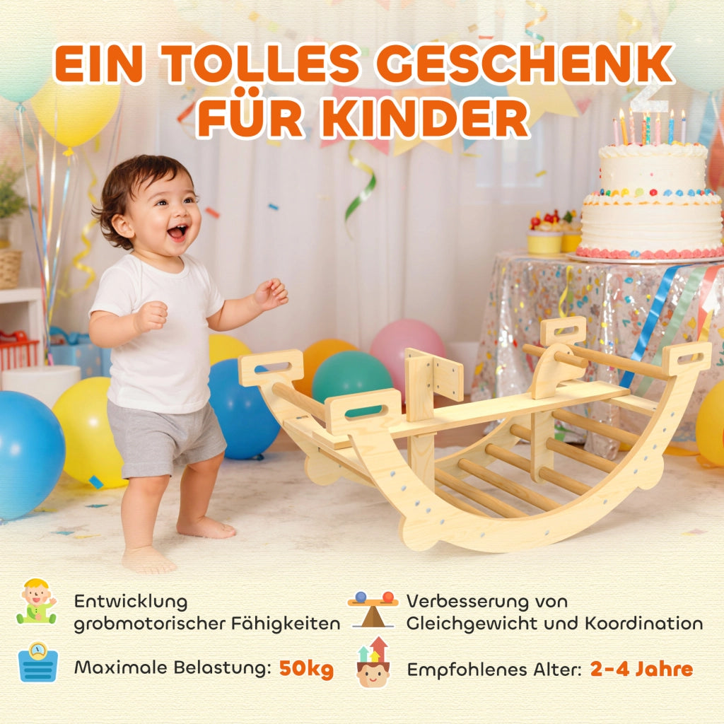 Struttura da arrampicata Montessori 2 in 1 ¨C Xylo ¨C legno naturale 110x52x45 cm per bambini 2-4 anni