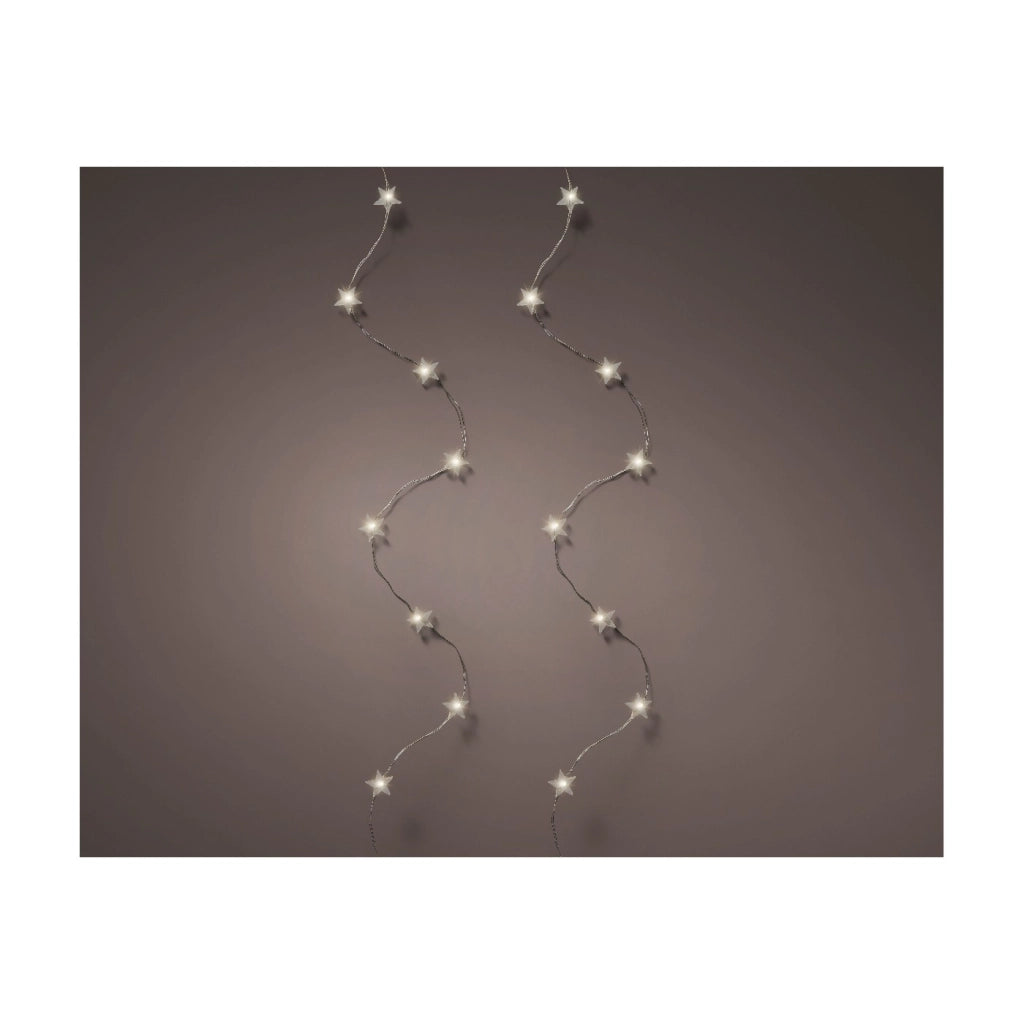 Micro Led luce fissa c/stelle argento/bianco freddo 495cm 100L a batteria
