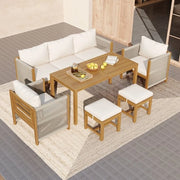 Set da giardino e lounge in Acacia - 6 posti - Beige - Codice prodotto: Woonset