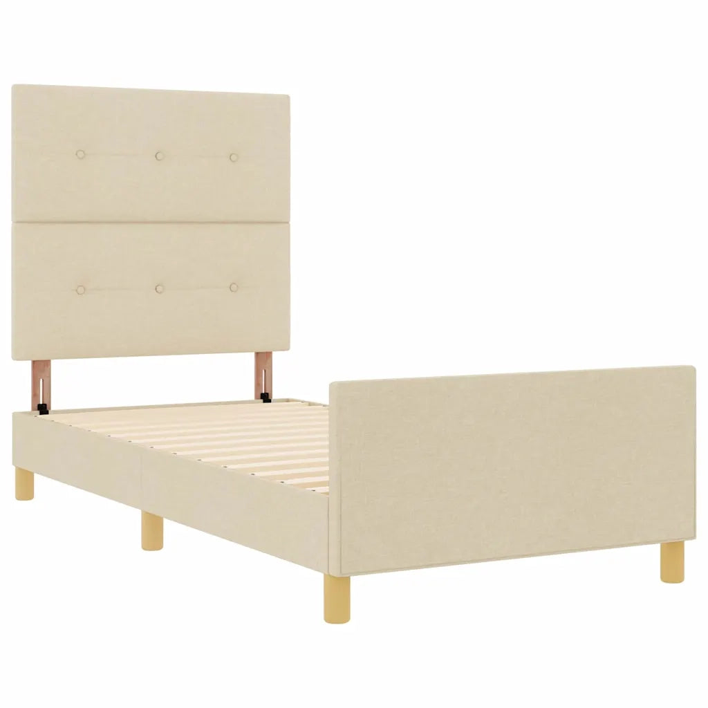 Struttura del letto con testiera Crema 100 x 200 cm Tessuto 3344709