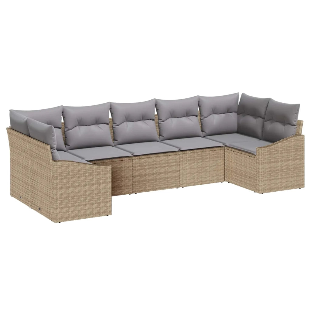 Set Divano da Giardino 7 pcs Beige e Grigio Chiaro polyrattan