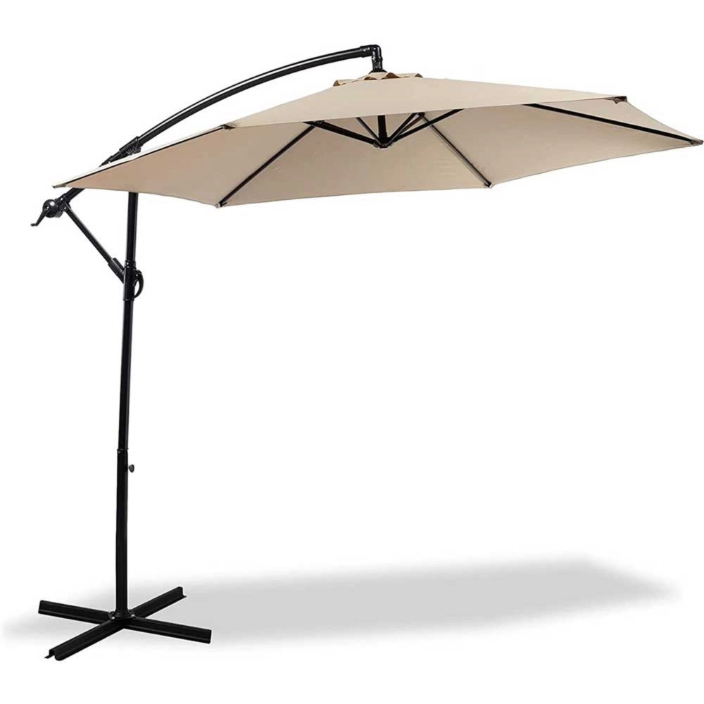 Trade Shop - Ombrellone Giardino Decentrato 3x3 Con Pendente Palo Alluminio Gazebo Antivento - Verde