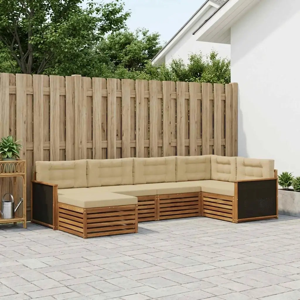 Set di divani da esterno con cuscino 6 pcs Naturale e Beige 3383556