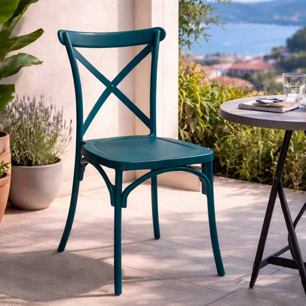 Sedia Sprint in plastica polipropilene verde petrolio monoblocco impilabile