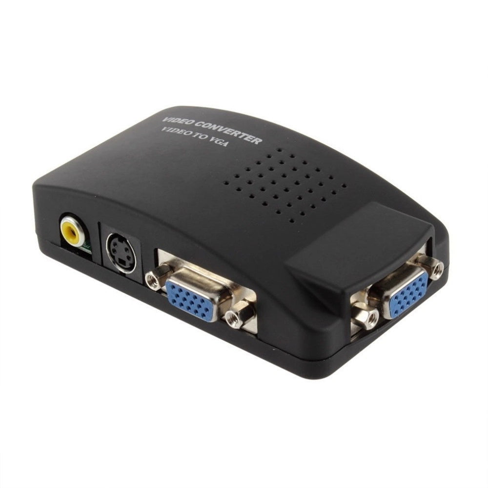 Trade Shop - Adattatore Convertitore Video Da Vga Rca S-video In Vga Out Pc Notebook Nero -