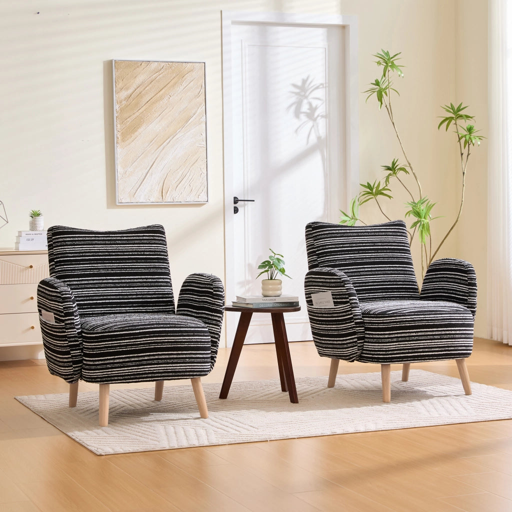 POLTRONA moderna 77x81x87 cm in bouclé nero