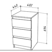 Commode SOLA - Quercia Wotan - 3 Cassetti - Larghezza 40 cm, Altezza 69 cm, Profondit? 43 cm
