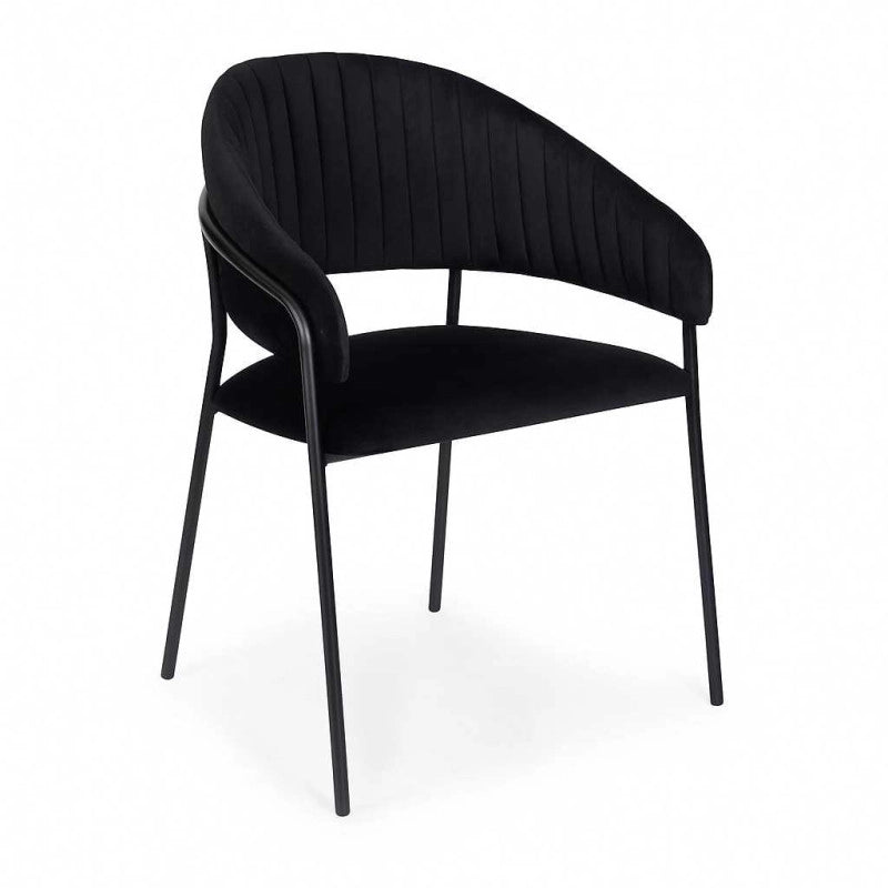 Poltrona Velluto Chloe Nero Struttura Nero Cm 59x51h49/83,5