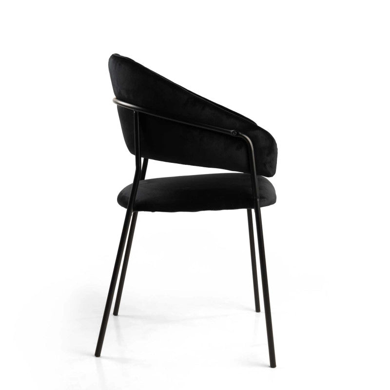 Poltrona Velluto Chloe Nero Struttura Nero Cm 59x51h49/83,5