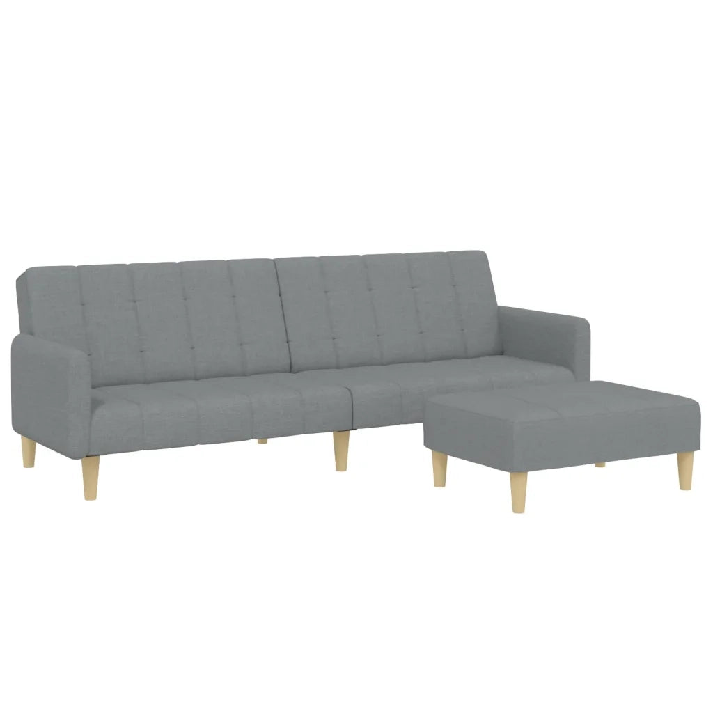 Divano Letto a 2 Posti con Poggiapiedi-Sofa Letto 2 Posti-Daybed Grigio Chiaro in Tessuto 570962