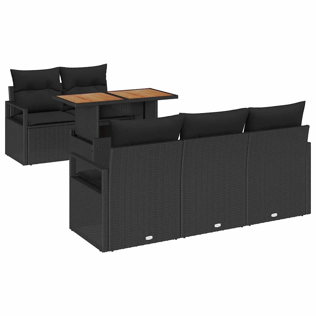 Set Divano da Giardino con archiviazione 6 pcs Nero Poly Rattan 3358389