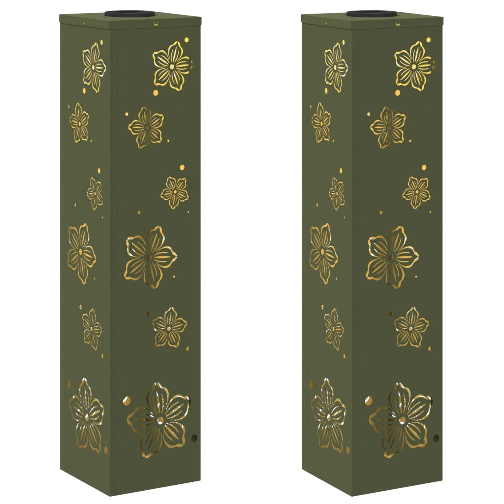 Faro LED solare per sentieri 2 pcs Verde oliva 879747