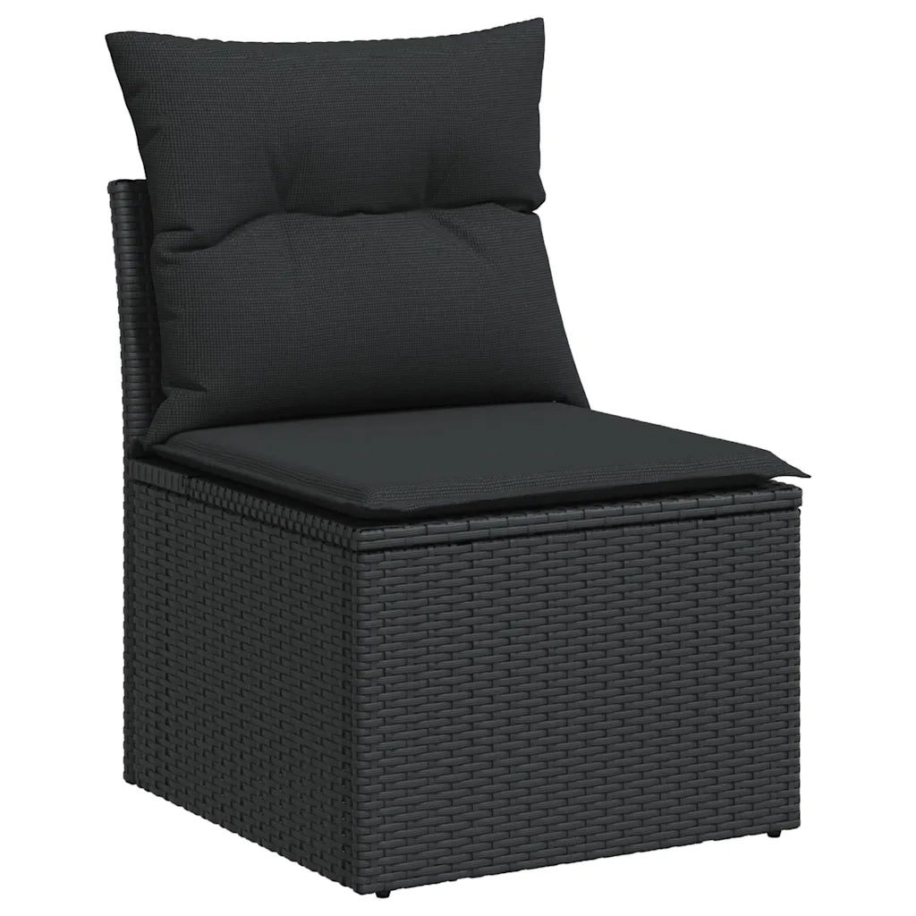 Set Divano da Giardino 6 pz con Cuscini Nero in Polyrattan 3326136