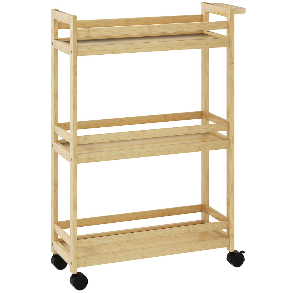 Carrello Portaoggetti per Bagno a 3 Livelli in Bamb¨´ ¨C zephmum ¨C 55x20x75 cm