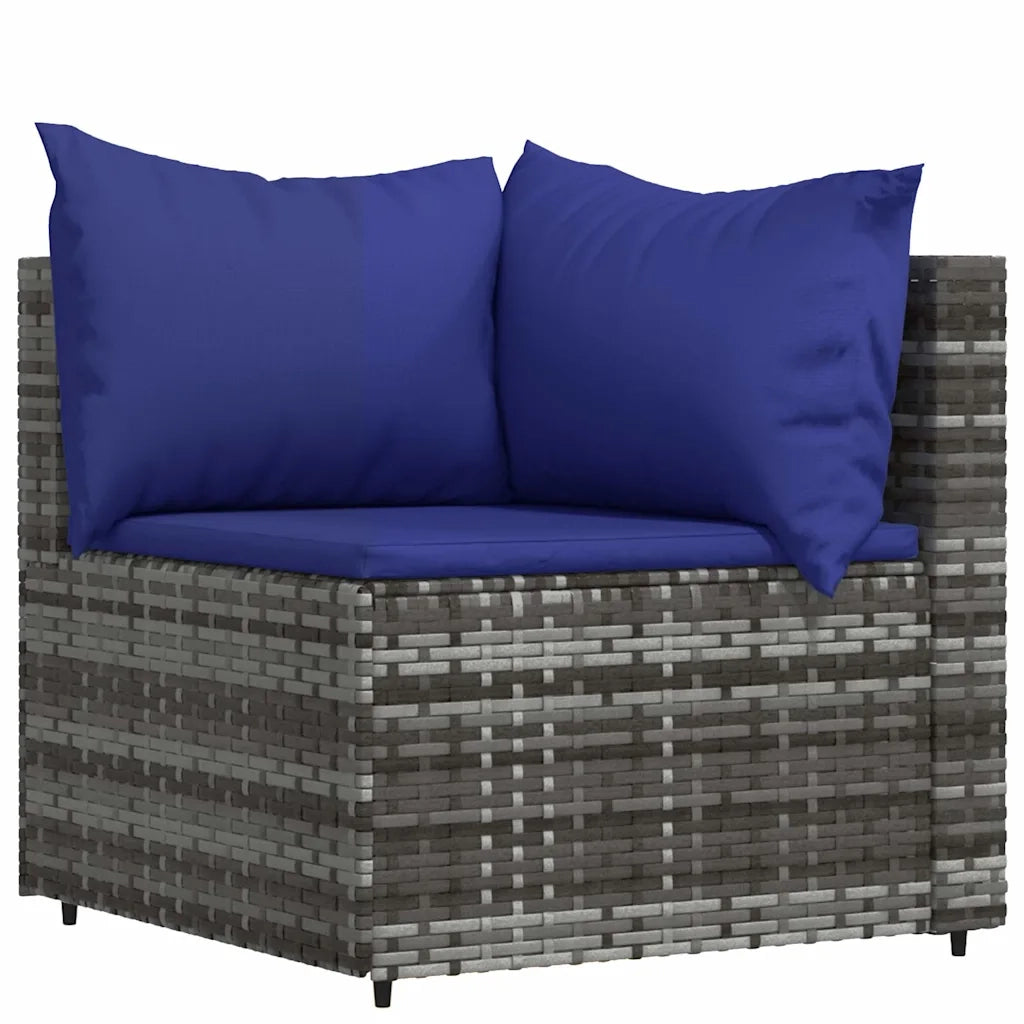 Set Divani da Giardino 4 pz con Cuscini in Polyrattan Grigio 319845