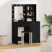 Set da tavolo da trucco con LED con cassetto 2 pcs Rovere Nero 3334273