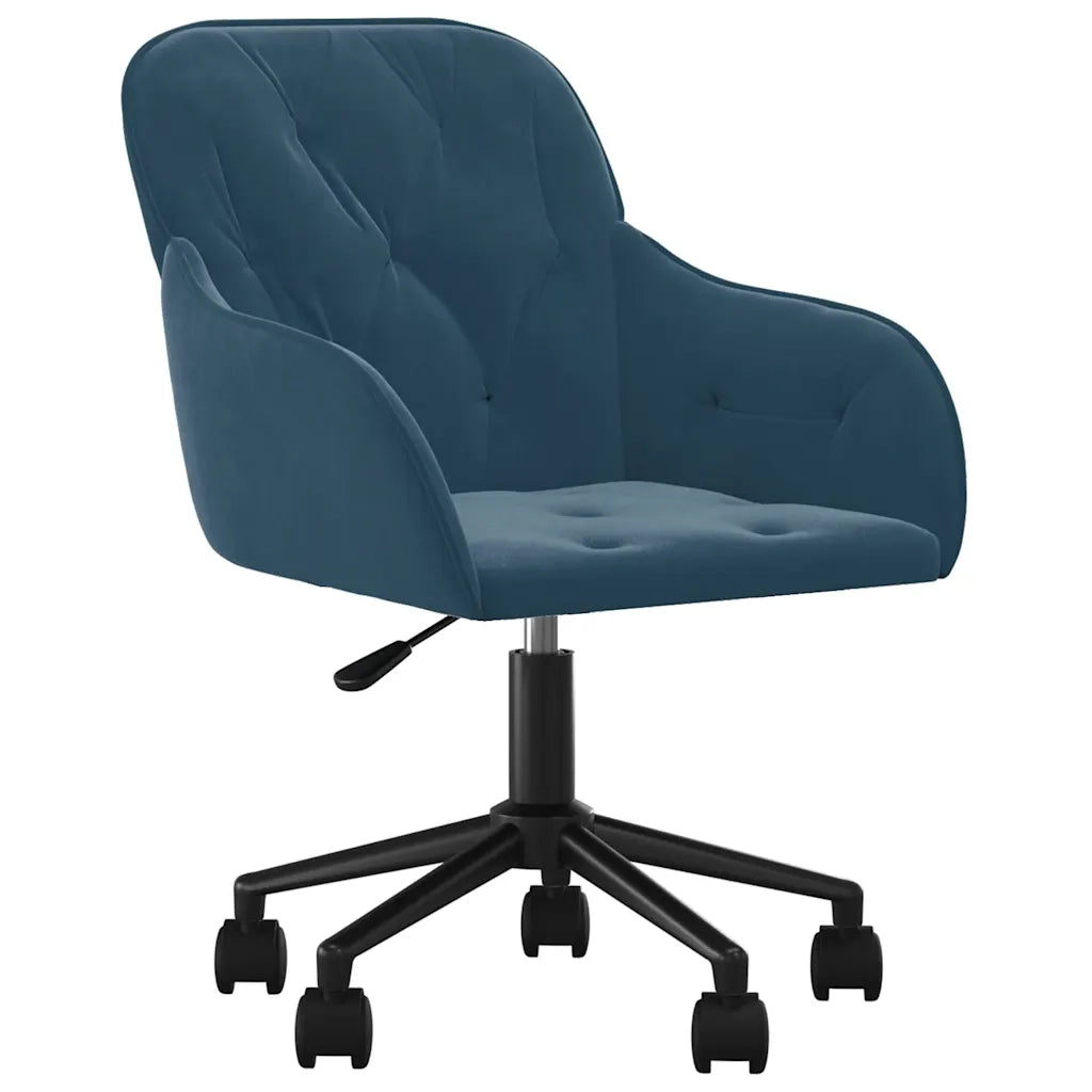 Sedia Girevole da Ufficio Blu in Velluto 344866
