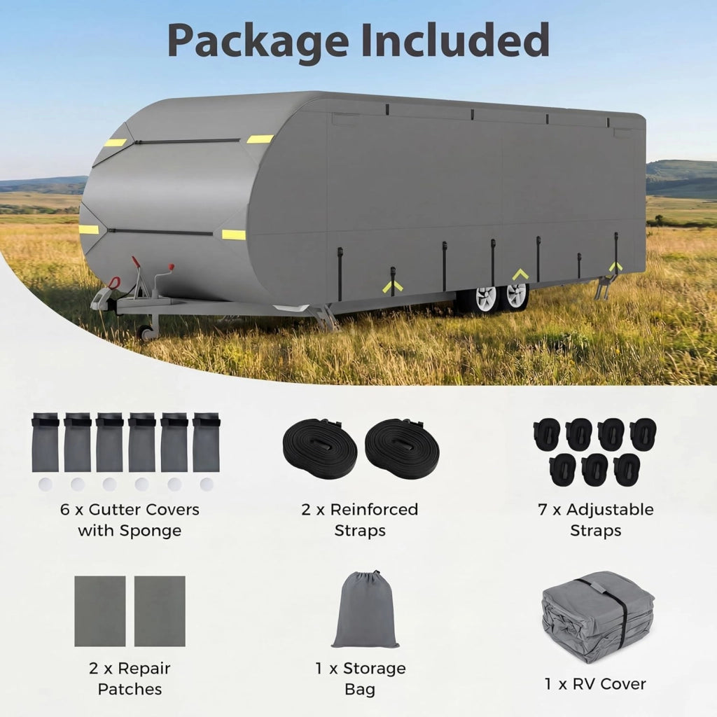 Copertura di Protezione per Camper, Telo Copri Caravan in Tessuto a 5 Strati, Cover Roulotte, Traspirante, Resistente a Vento, Acqua e Sole, con Borsa Trasporto (681 x 267 x 274cm)