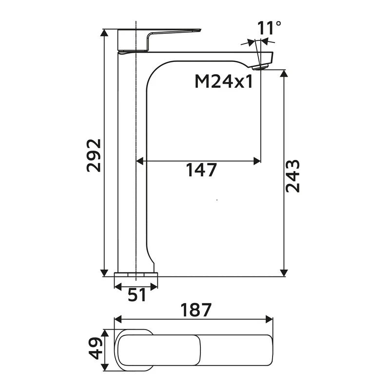 Miscelatore lavabo alto Bevel Ø26 senza piletta cromato
