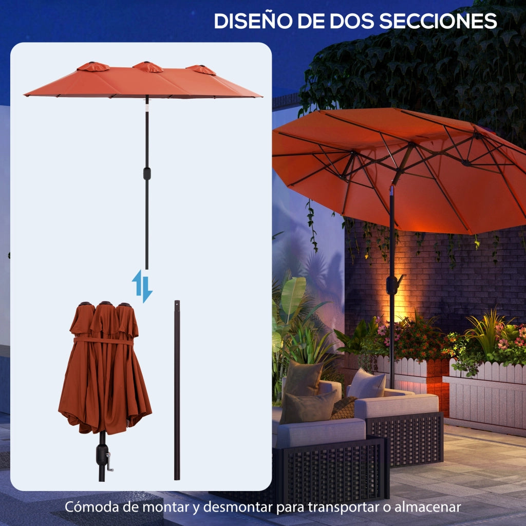 Ombrellone da Giardino Doppio ¨C zephmum ¨C Rosso 295x152x222 cm