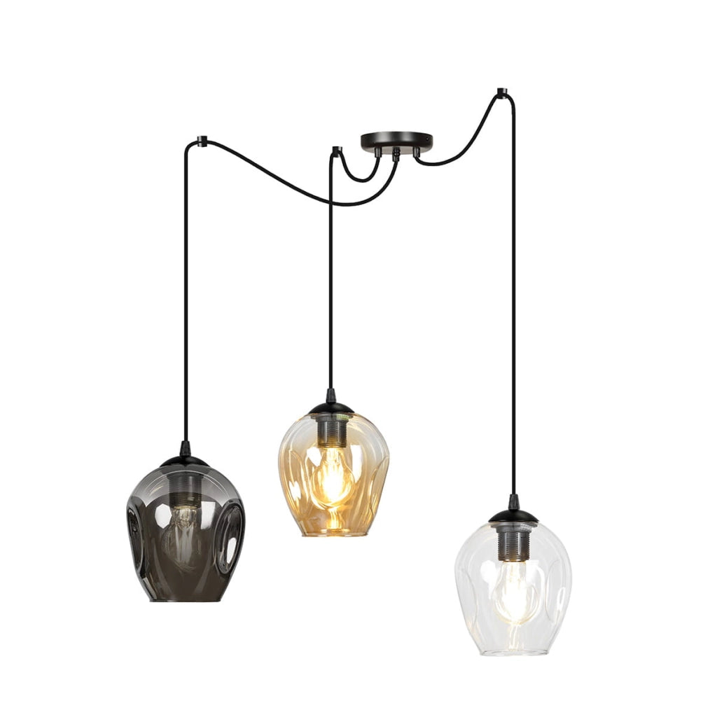 Lampadario Emibig Level 3 luci E27 nero multicolor