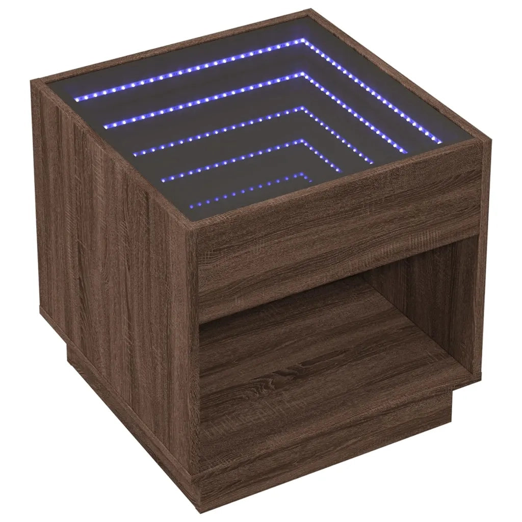 Comodino con LED Infinity Rovere Marrone 50x50x50 cm 3284090