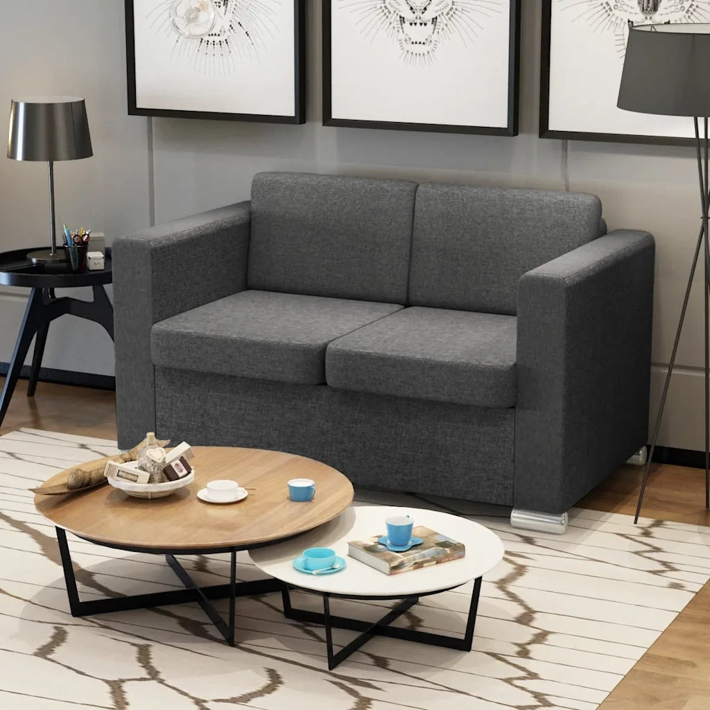 Divano a 2 Posti-Sofa 2 Posti in Tessuto Grigio Scuro 613869