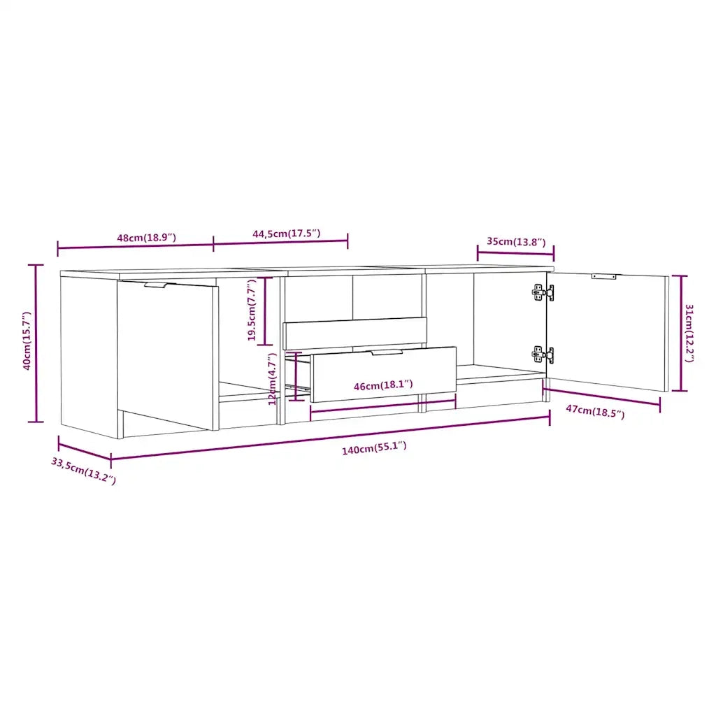 Mobile TV Rovere Sonoma 140x35x40 cm Legno ingegnerizzato 811451