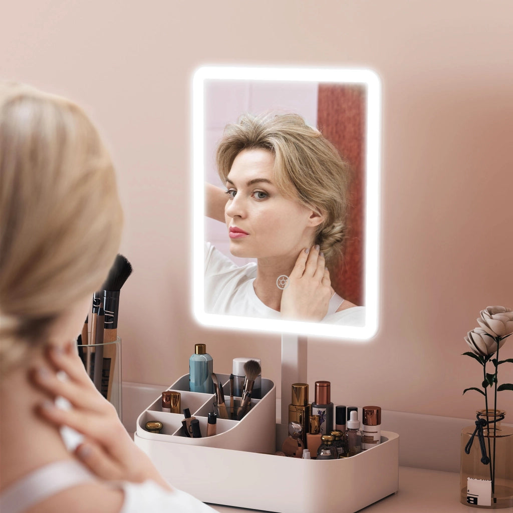 Specchio da Trucco con Luce e Organizer ¨C Minimal ¨C Bianco