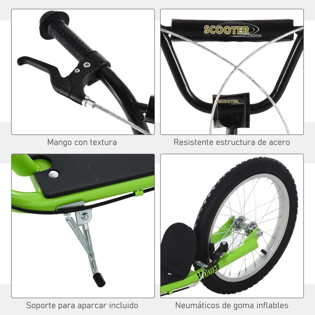 Monopattino per Bambini ¨C Xylo ¨C 2 Ruote, Manubrio Regolabile, Doppio Freno, Verde, 139x58x90-96cm
