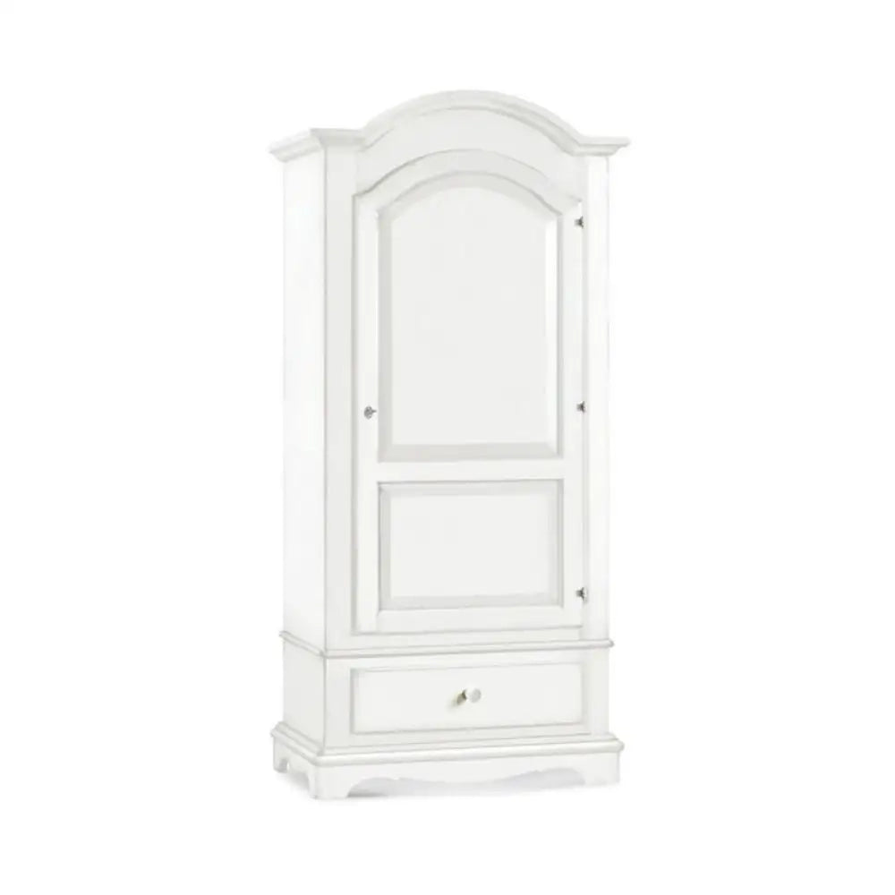 Armadio appendiabiti con bastone 1 anta 1 cassetto arte povera in legno massello e mdf con rifinitura in bianco 96x56x196 H