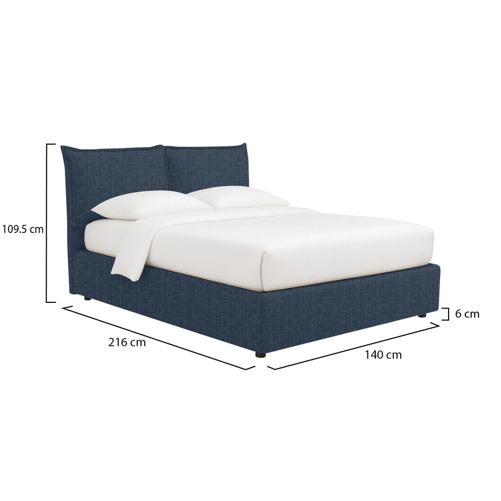 Malton, Letto Piazza e Mezza Sfoderabile Made in Italy, blu