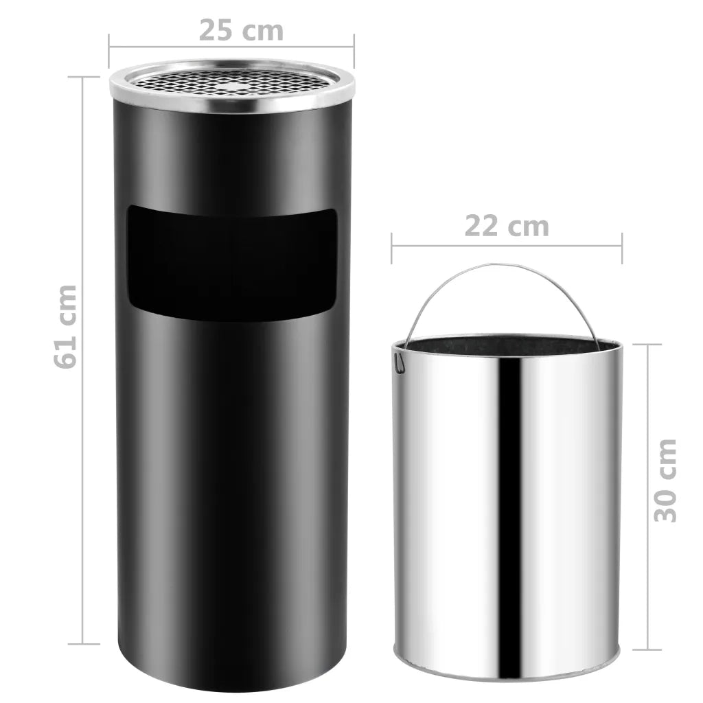 Pattumiera con Posacenere da Albergo 30 L Acciaio Nero cod mxl 44710