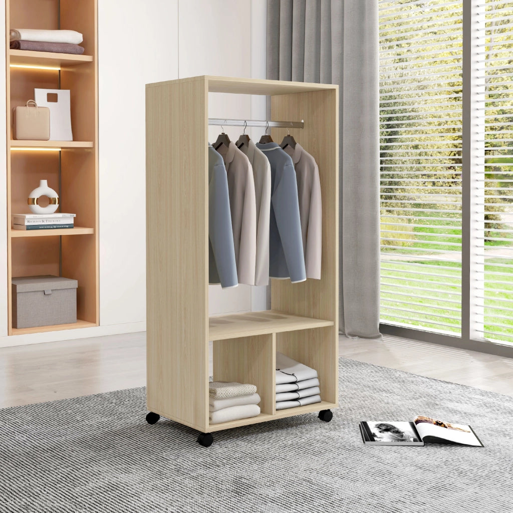 Armadio con ante scorrevoli e ripiani ¨C Minimal ¨C legno naturale 60x40x128 cm