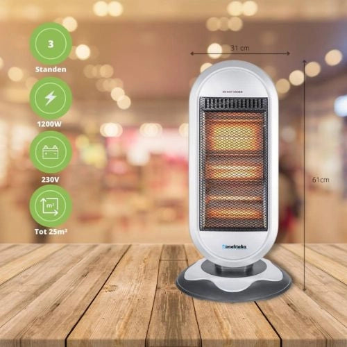 Stufa alogena infrarossi 1200w con oscillazione automatica 180 gradi