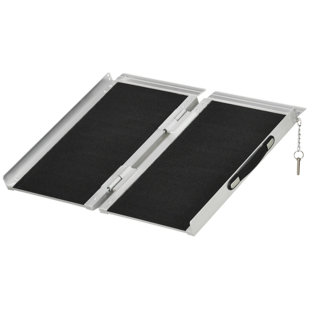 Rampa Pieghevole per Sedia a Rotelle ¨C Xylo ¨C Alluminio 61x72 cm Argento Nero