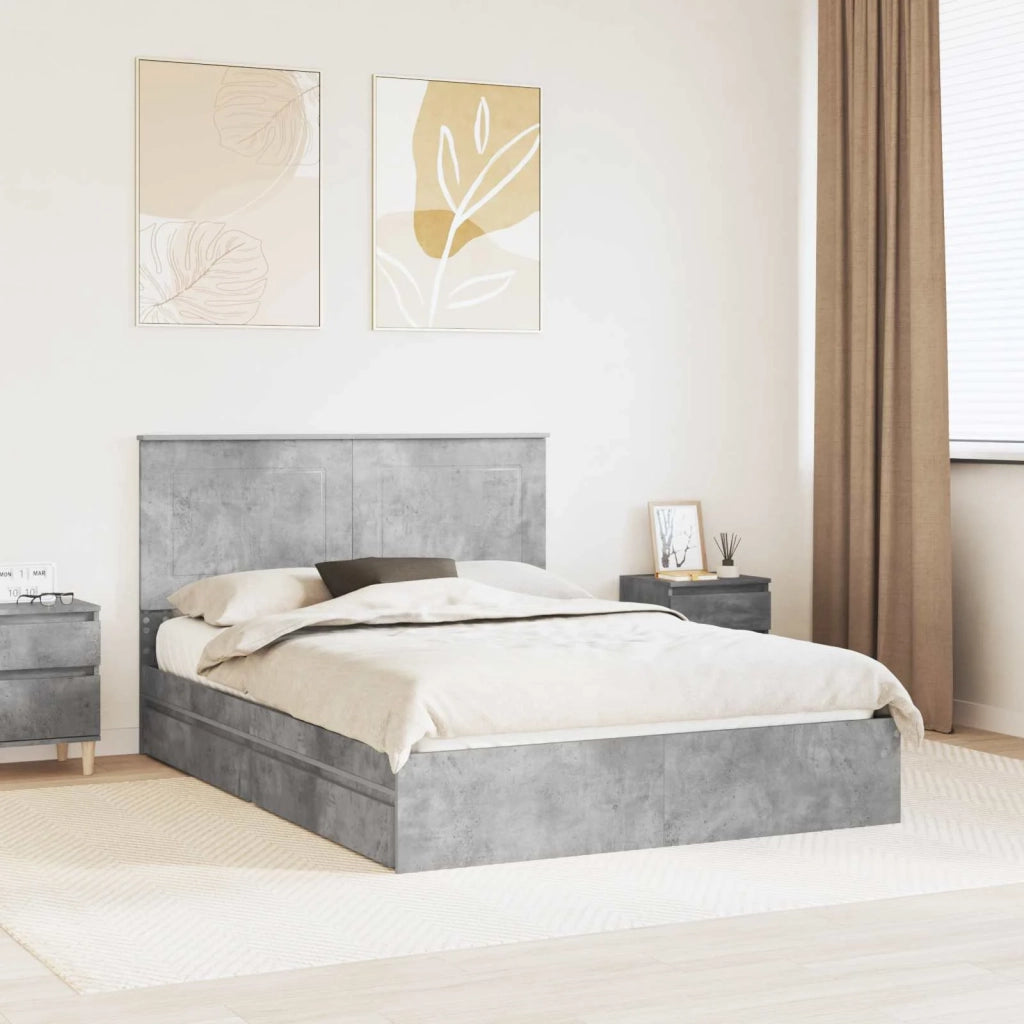 Letto con Contenitore con testiera Grigio cemento 150 x 200 cm 3409541