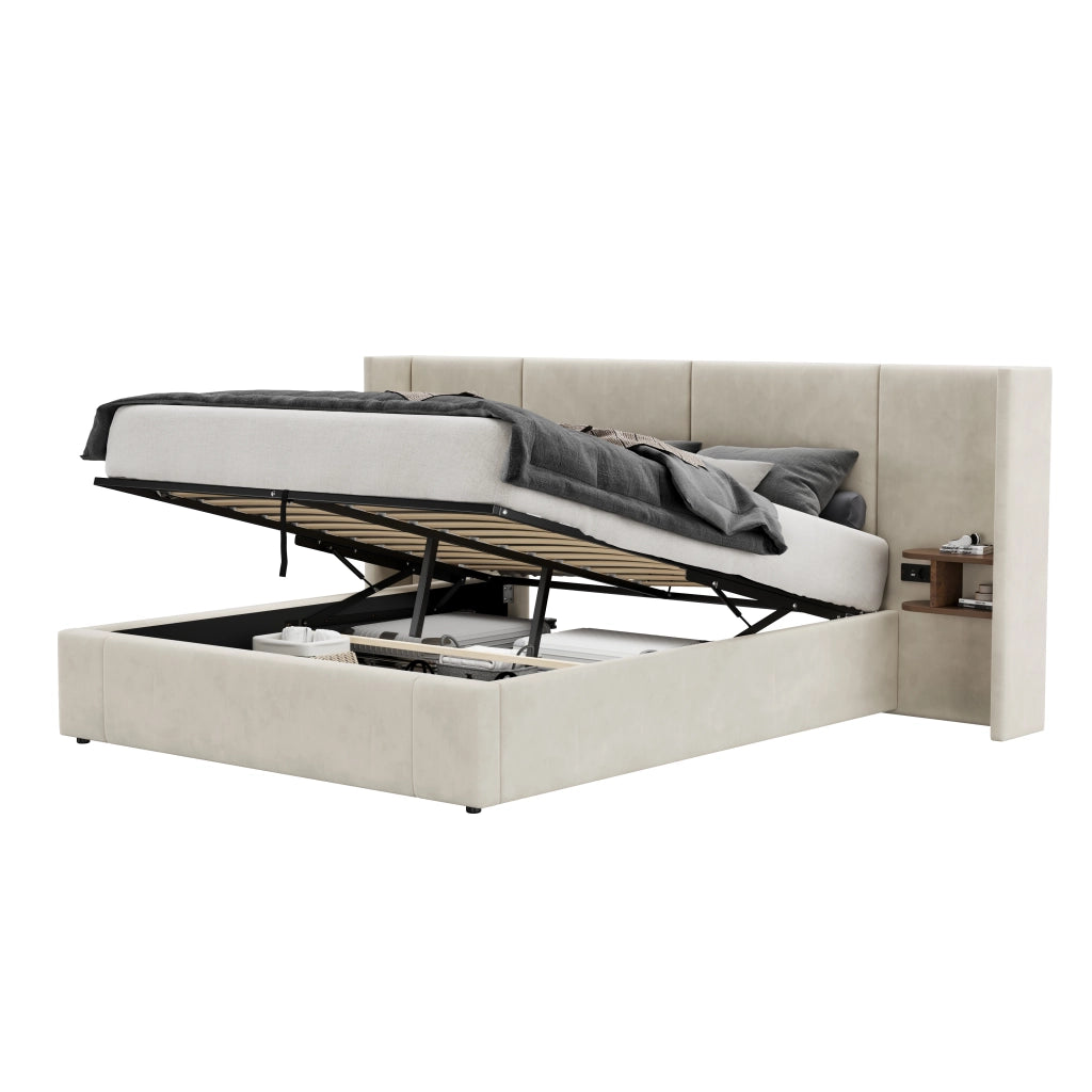 letto imbottito velluto beige 160 x 200 cm