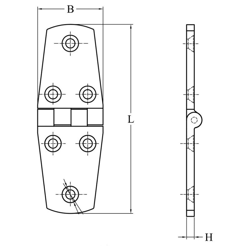 CERNIERA INOX MM.76x38 INOX HINGE MM.76X38