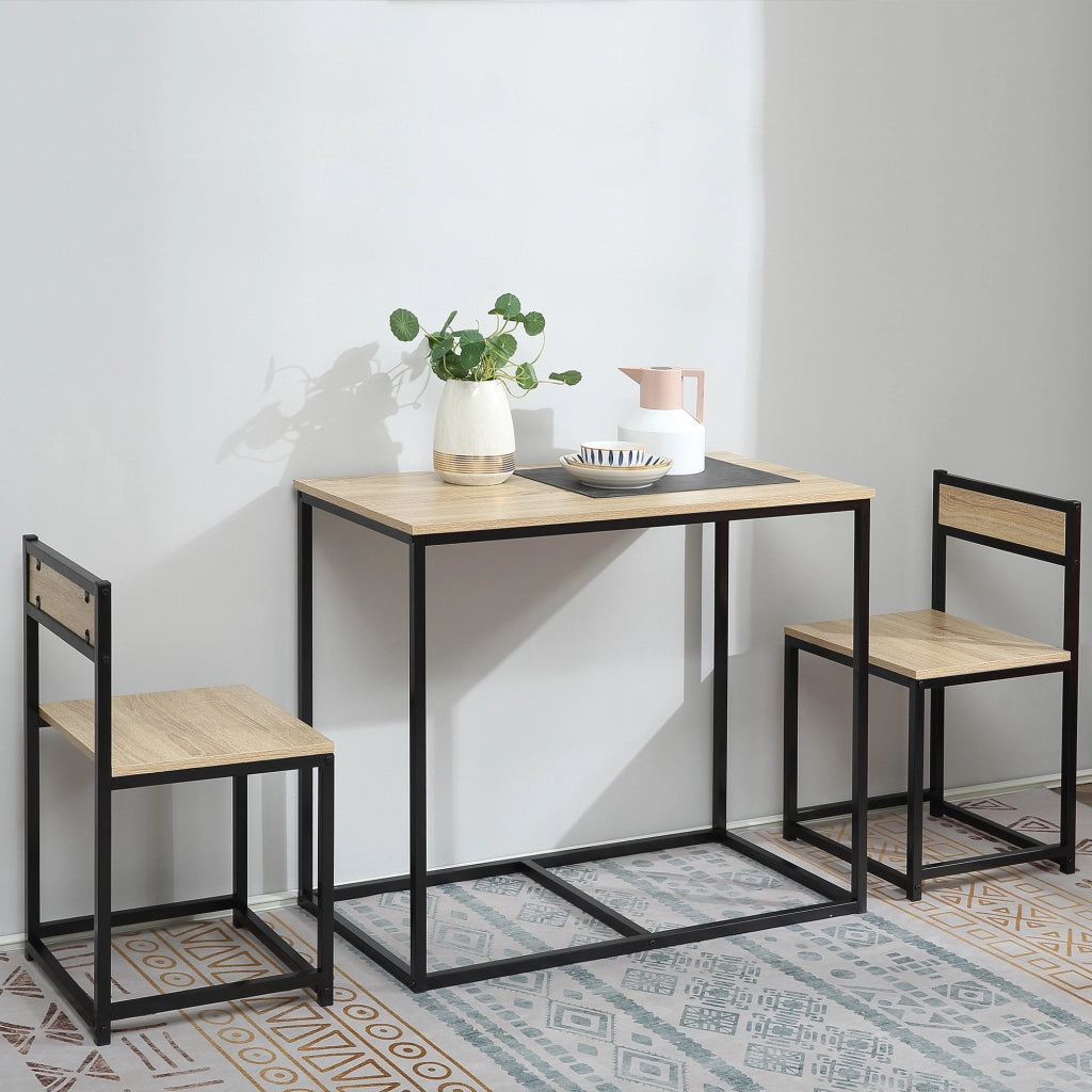 Set tavolo da pranzo con 2 sedie pieghevoli ¨C Xylo ¨C metallo nero effetto rovere chiaro