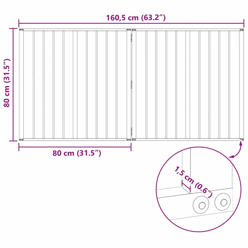 Cancello per cani 2 pcs Nero 80 x 80 cm Acciaio zincato 892005