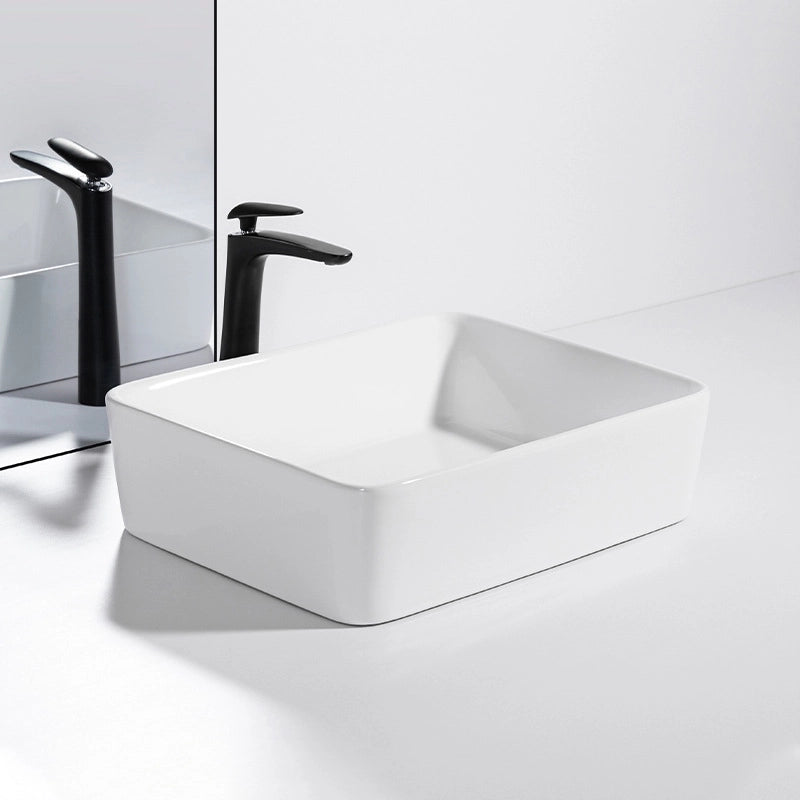 Lavabo da appoggio in ceramica, bianco, rettangolare, 49x38 cm
