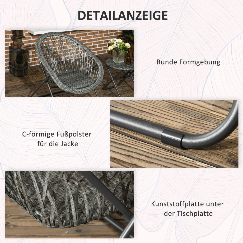 Set Tavolo e Sedie da Giardino ¨C zephmum ¨C Grigio, Polyrattan, Pieghevole