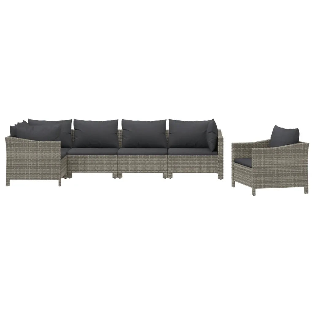 Set Divani da Giardino 6 pz con Cuscini in Polyrattan Grigio 3187282